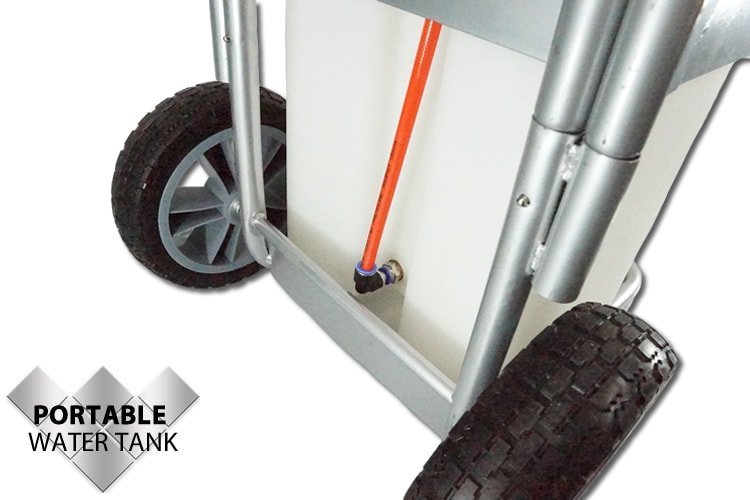 WWWCS 54L Portable Water Tank on Trolley with Pump and 80m x 14mm Hose Reel