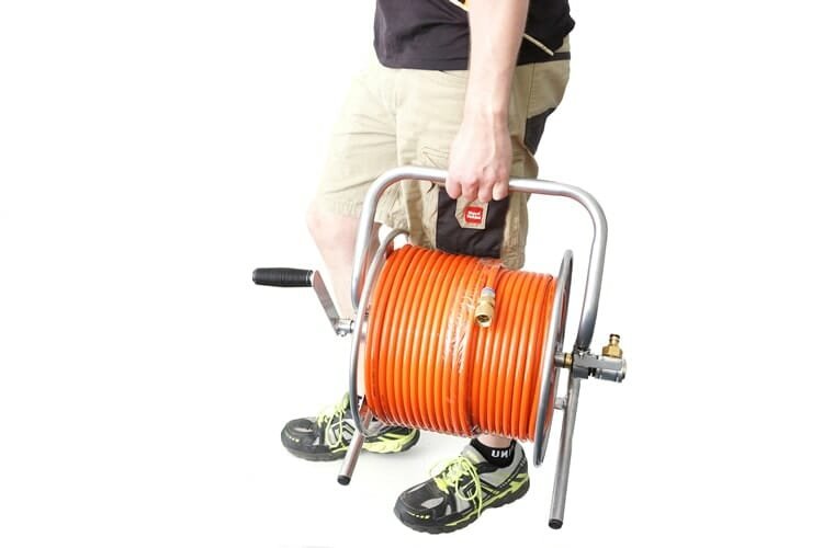 WWWCS 54L Portable Water Tank on Trolley with Pump and 80m x 14mm Hose Reel