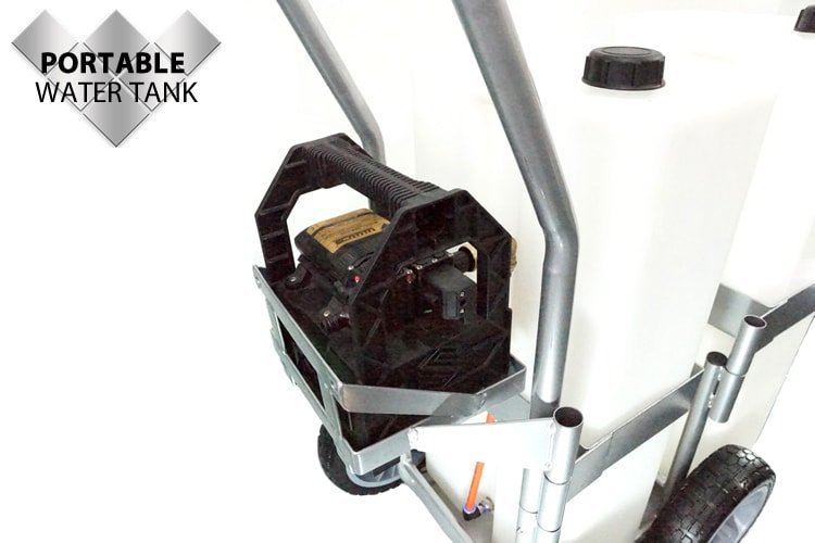 WWWCS 54L Portable Water Tank on Trolley with Pump and 80m x 14mm Hose Reel