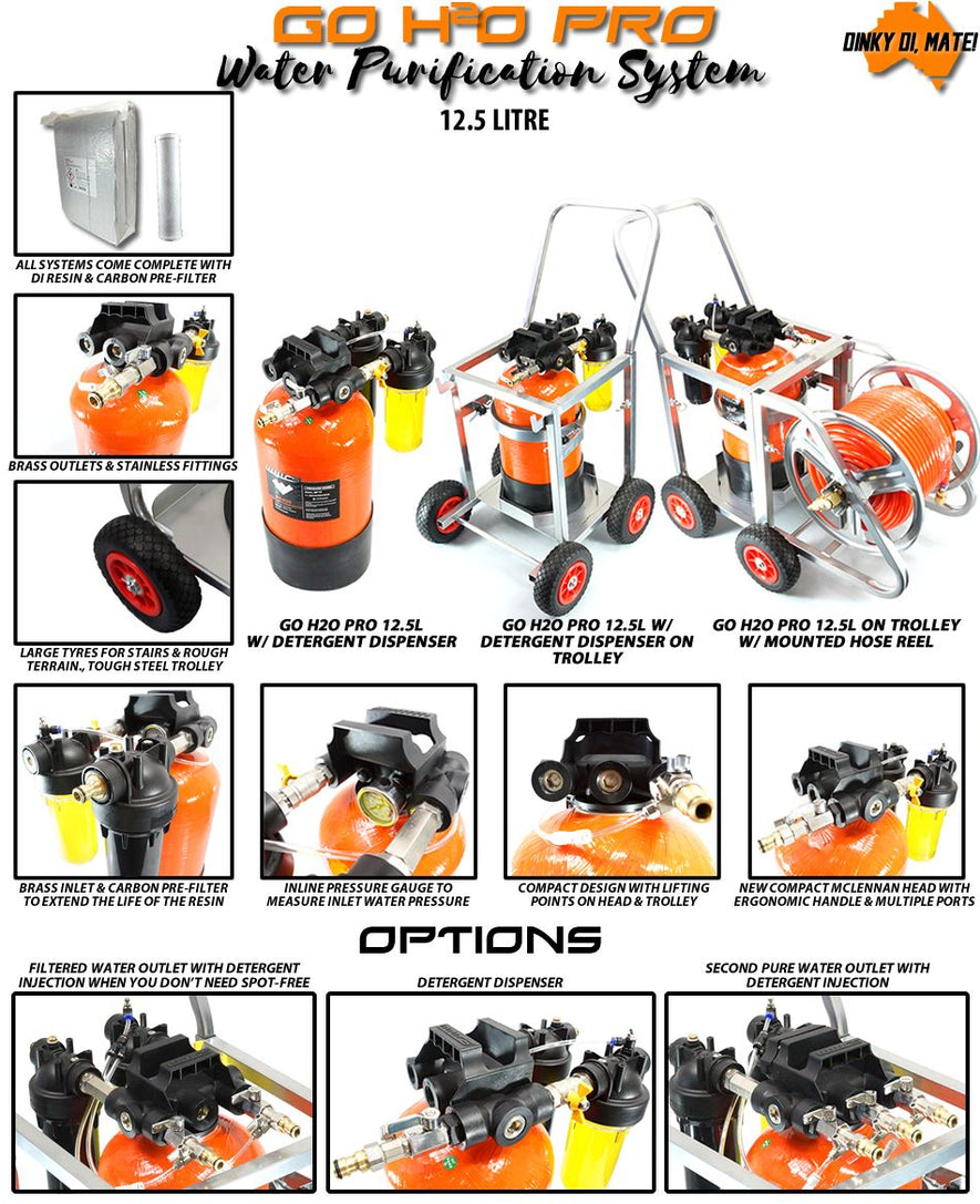 GO H2O PRO 12.5 Litre Portable De-ionization System (No detergent)
