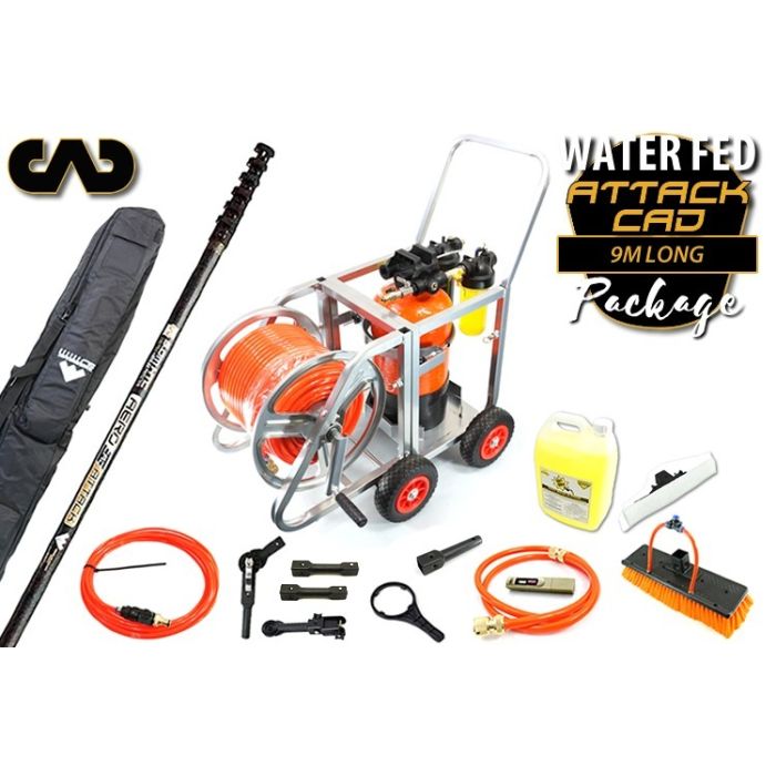 WWWCS Complete Water Fed Package Aero Attack CAD 9m Long (100% carbon pole 9.0m–18.0m Schwarzenegger)