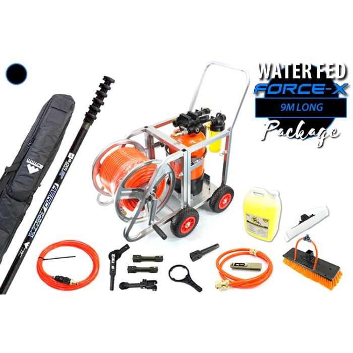 WWWCS Complete Water Fed Package Force-X 9m (High Mod/100% carbon fibre 9.0m–18.0m Schwarzenegger)