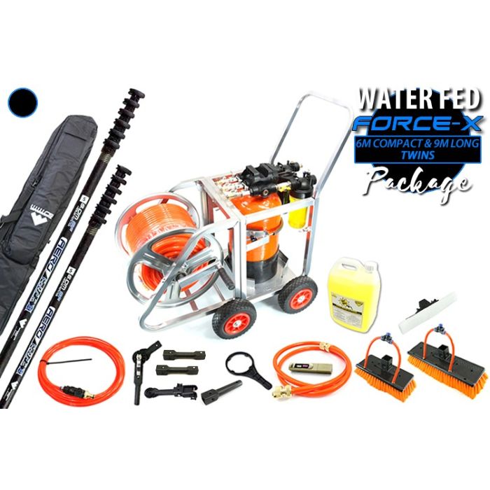 WWWCS Complete Water Fed Package Aero Force-X Twins (2 x 100% carbon poles (6.0m + 9.0m))
